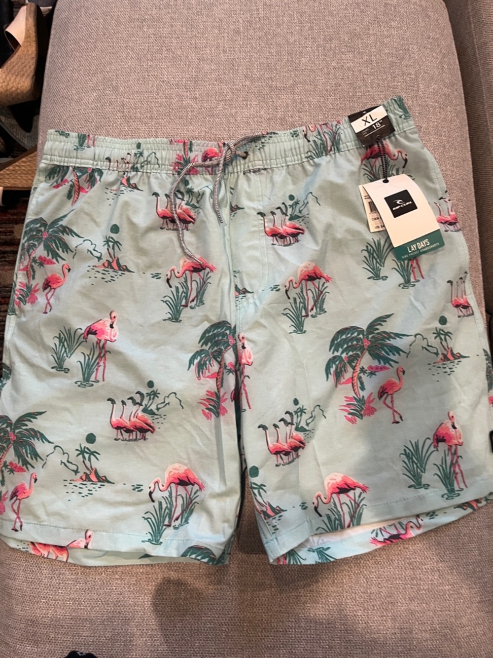 Men's Light Blue Flamingo Print Swim Shorts ripcurl Boca volley